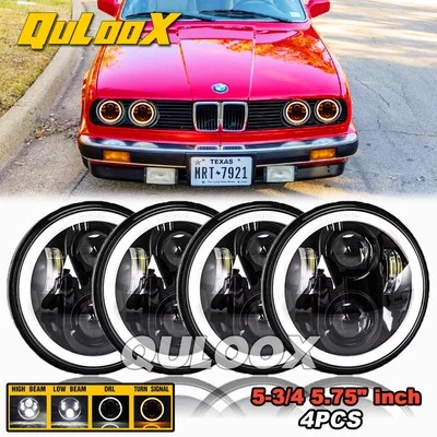 For BMW 325i 528i 535i E30 4PCS 5-3/4 5.75" LED Headlights Combo Lights Upgrade Foto 1 de 4