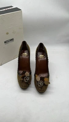 Moschino Heels Womens Pumps Felt Floral Detail Tweed Knit Shoes 40.5 10 USA - Image 1 of 4