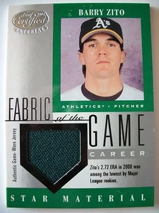 2001 LEAF CERTIFIED MATERIALS FABRIC OF THE GAME,SILVER,BARRY ZITO, BOX 14 - Picture 1 of 1