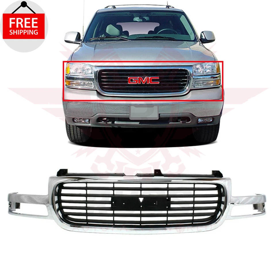 New Front Grille Chrome shell Black insert Fits 2000-2006 GMC Yukon GM1200430 Foto 1 de 4