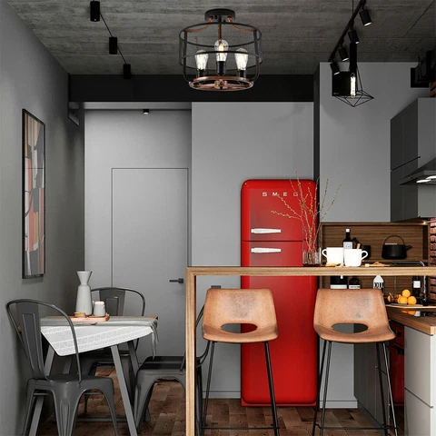 Kitchen Pendant Hanging Light Fixture Industrial Farmhouse Black Mesh Cover Cage Cover
