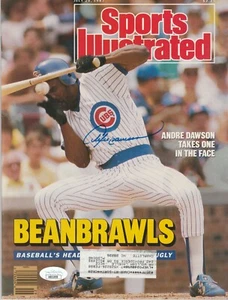 ANDRE DAWSON SIGNED 1987 SPORTS ILLUSTRATED CHICAGO CUBS HOF BEANBRAWLS JSA COA - Picture 1 of 7