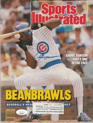 ANDRE DAWSON SIGNED 1987 SPORTS ILLUSTRATED CHICAGO CUBS HOF BEANBRAWLS JSA COA - Image 1 of 4