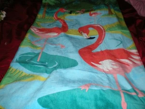 TROPICAL PINK FLAMINGOSIN BLUE WATER, PALMS TOWEL PINK, GREEN, BLUE 30" X 60" - Picture 1 of 1