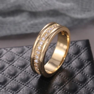 Women Rings Cubic Zirconia Gold Finger Ring Circle Fashion Jewelry Engagement - Picture 1 of 16