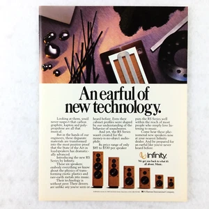 INFINITY Speakers 80s Vintage PRINT AD Earful New Technology MAN CAVE ART DECOR - Picture 1 of 2