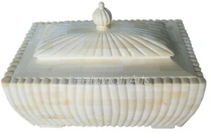 Indian Luxury High Quality Bon Inlay White Carvin Storege Box - Picture 1 of 6