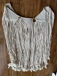Macrama Vintage Retro 1970's Hand Woven Boho Hippie Cotton Tapestry Wall Hanging - Picture 1 of 6