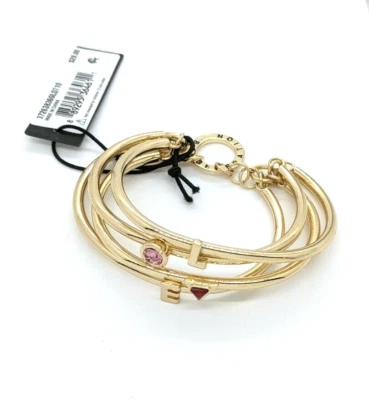 Brazalete Brazalete BCBG Oro Amarillo 4 Bandas LOVE Rubí Rosa Circonita Longitud 6" Foto 1 de 4