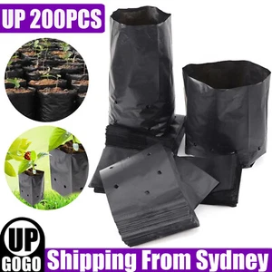 UP200x Nursery Bags Black PE Material Plant Grow Bags Garden Yard Planting Pouch - Picture 1 of 20