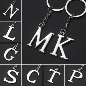 Men Stainless Steel Keyring Women A-Z Letter Keychain Unisex Fashion Key Holder