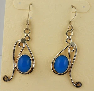 Blue Chalcedony Gemstone Charka earrings sterling silver earwires - Picture 1 of 1