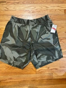 Caslon Women's Green/Grey Camo Wave Elastic Waist Shorts Size Large NWT - Picture 1 of 7