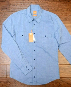 Hugo Boss Para Hombre EdaslimE Calce Ajustado Doble Bolsillo Azul Oscuro Algodón Camisa Informal s - Imagen 1 de 7