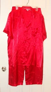 LAVENDERI WOMENS RED SATIN PAJAMA SET ~ XXL ~ 2 Piece ~ VGC ~ - Picture 1 of 6