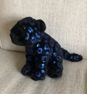 Wild Republic Plush Foilkin Black Panther Shiny Metallic Blue Spots Leopard Cat - Picture 1 of 7