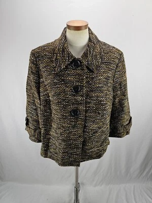 Chaqueta Blazer para Mujer Style & Co. Mezcla de Algodón Negra y Marrón 16W Foto 1 de 4