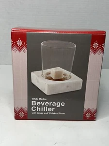 Refrigeratore per bevande in marmo bianco Thirstystone con bicchiere e pietra da whisky - Foto 1 di 3