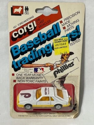 Vintage 1982 CORGI MLB Baseball Ford Mustang Cobra Philadelphia Phillies, 1/64 - Image 1 of 3