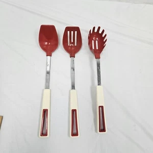 UTENSILI CUCCHIAINI DA CUCINA HOAN ROSSO BIANCO A FESSURA E SOLIDO - Foto 1 di 10