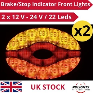 2 x 12-24V Brems-/Stoppblinker Kombination Frontleuchten 3 Funktionen 22 LEDs - Bild 1 von 19