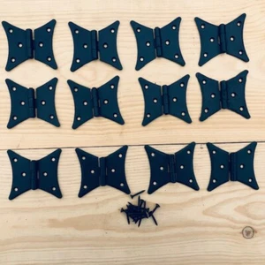 12 Hinges 3" 3 1/2" Long Decorative Butt Door Hinge Cabinet Gate Iron Forged - Picture 1 of 7