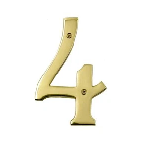 6" Number 4 - Heavy Polished Brass Big ’’N’’ Bold - Picture 1 of 1