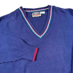 Vintage London Fog Knit Sweater Men's Medium USA Made 90s Fisherman Grandpa - Picture 1 of 9