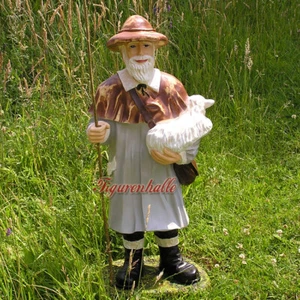 Schäfer Schaf Lamm Alm Figur Statue Hirte Gartenfigur Garten Deko Berg Wiese neu - Bild 1 von 3