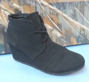 Call It Spring Black Wedge Side Zipper Ankle Boots Size 8.5 - Picture 1 of 10