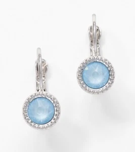 💎Touchstone Crystal 3/4” Drop Earrings Blue Rhodium New - Picture 1 of 6