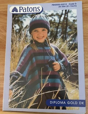 Patons DK Knitting Pattern (02912) Kids Poncho & Hat for ages 3-11yrs (20-30in) - Image 1 of 3