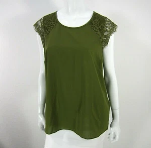 J CREW Bluse Größe 14 Grün Flügel Spitzenärmel Rundhalsausschnitt   - Bild 1 von 10