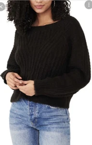 Free People Carter Pullover Maglione Maglia Grossa Nero PICCOLO Nuovo con etichette - Foto 1 di 2