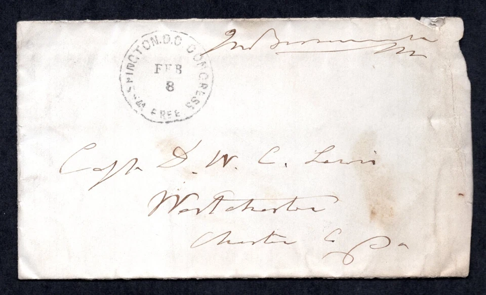 US 1869 OFFICIAL RARE FREE FRANK CANCEL WASHINGTON D.C. FEB. 8 WITH SIGNATURE - Image 1 of 3