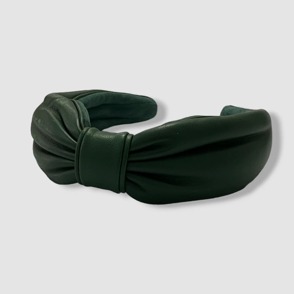Diadema con lazo de cuero verde Alexandre De Paris para mujer $321 Foto 1 de 4