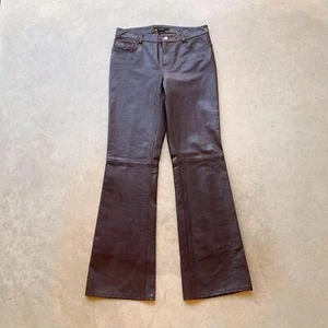Vintage Theory brown leather western boho low rise, bootcut pants! Sz 26/27" - Picture 1 of 5