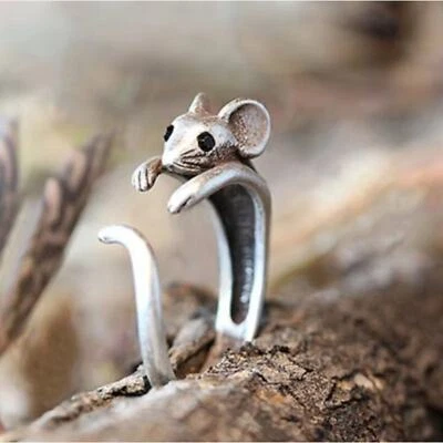 Cute Silver Mouse Ring Adjustable Open Band Animal Kawaii Fashion Jewelry NEW - Image 1 of 4