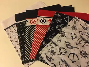 NAUTICAL PRINT BANDANAS 100% COTTON, 22 in. x 22 in. - Picture 1 of 13
