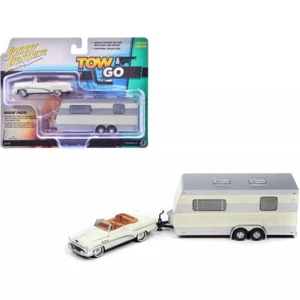 1953 Buick Super w/Trailer "Tow & Go" 1:64 Cream By Johnny Lightning JLSP400-4E4 - Picture 1 of 6
