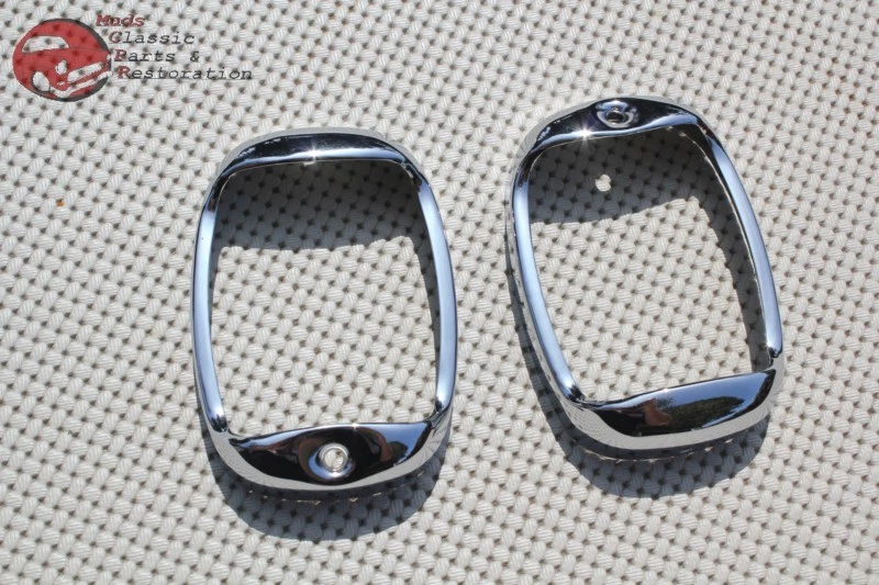 40-53 Chevy Truck Sedan Delivery Tail Light Lamp Housing Trim Rim Bezels Pair - Image 1 of 1