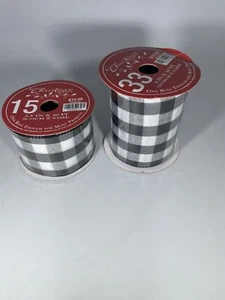 2 Rolls Hobby Lobby Black & White Buffalo Checkered Ribbon 60 Feet - Picture 1 of 2