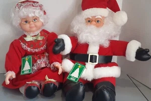 Vintage Trim a Home Mr. and Mrs. Clause Stofftier Deko Weihnachten Neu mit Etikett - Bild 1 von 8
