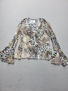 Venus Women Top Small Brown Blouse Long Sleeve Chetah Polyester United Arab - Picture 1 of 12