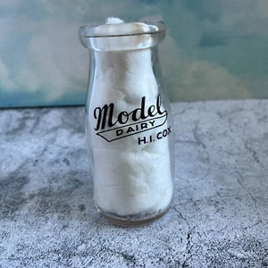 Vintage Model Dairy Half Pint Milk /Cream Bottle H.I. Cox Black Print - Foto 1 di 9