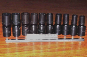 PROTO J72135M 3/8"DR10PCS DEEP UNIVERSAL IMPACT SOCKET METRIC 10-19 MM- 6 POINT - Picture 1 of 9