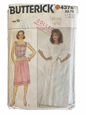 4378 BUTTERICK Top Skirt Cottage Boho Loose Fitting Square Neck Zipper Size 10 - Image 1 of 2