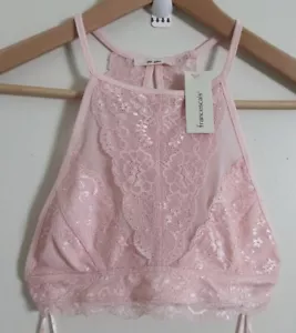 NWT Francesca's Mi Ami Lace Crop Top Size S Fits XS Pink Halter Camisole - Picture 1 of 5