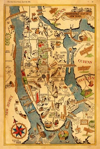 New York City Wandbild Karte Bild Historisch Poster Druck Dekor Kunstwerk - Bild 1 von 2