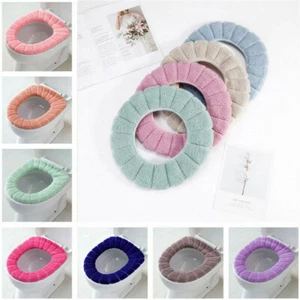 Toilet Seat Cover Knitting Fabric Warm Mat Winter Case Soft Pad Bathroom - Picture 1 of 16